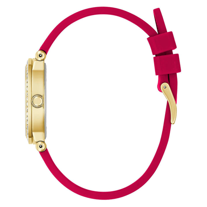 Ladies Red Gold Tone Analog Watch