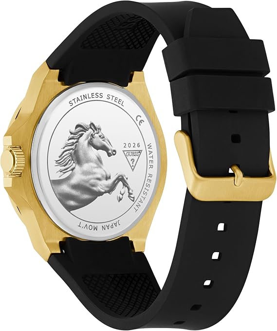 Mens Black Gold Tone Analog Watch