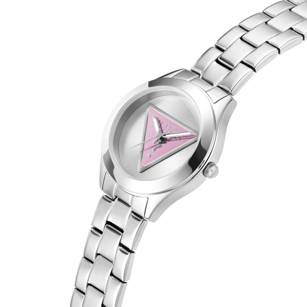 TRI PLAQUE LADIES SILVER TONE ANALOG WATCH