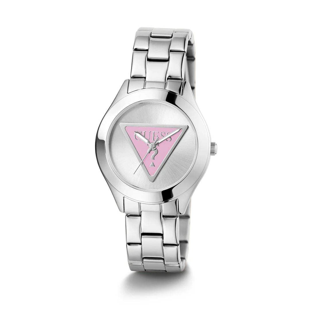 TRI PLAQUE LADIES SILVER TONE ANALOG WATCH