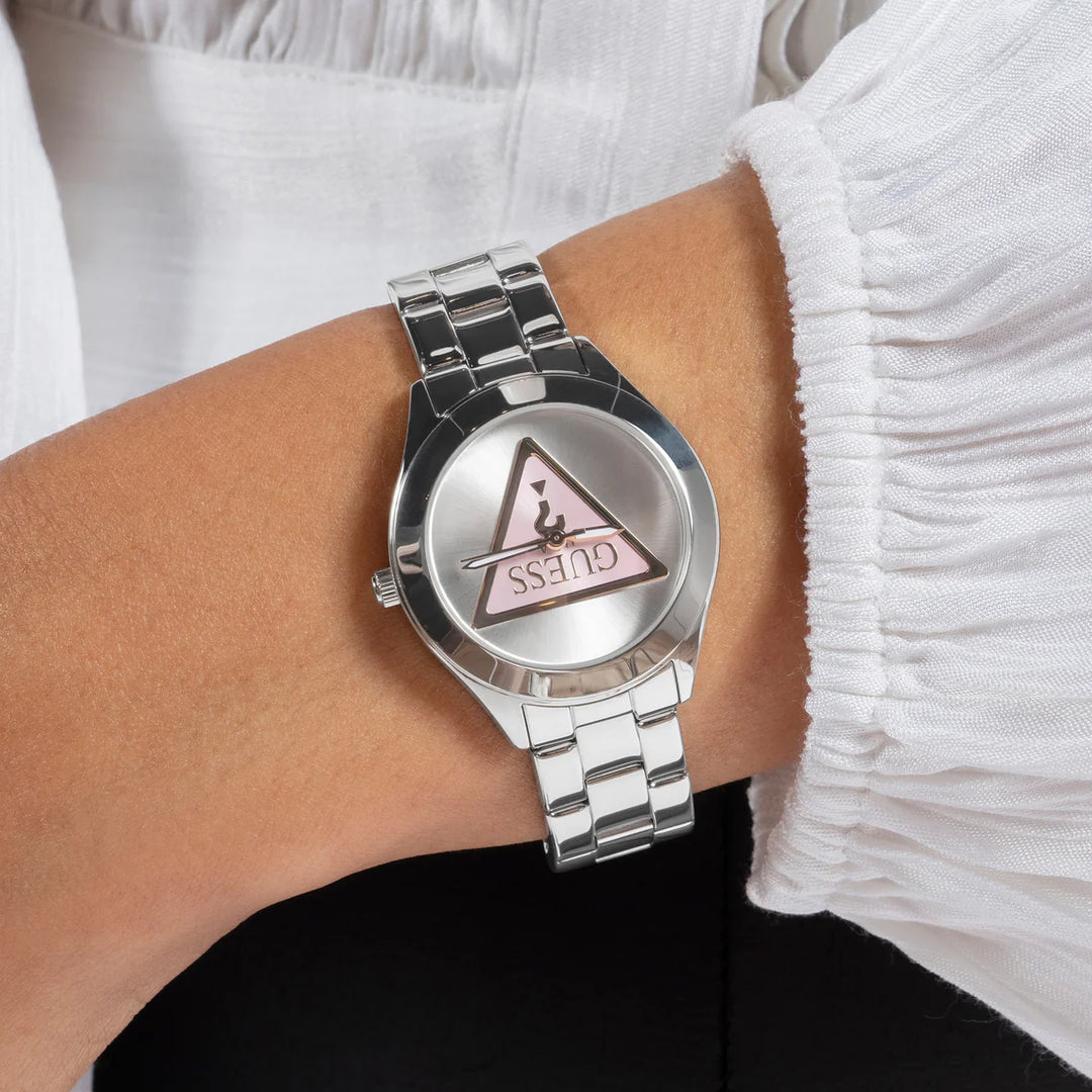 TRI PLAQUE LADIES SILVER TONE ANALOG WATCH