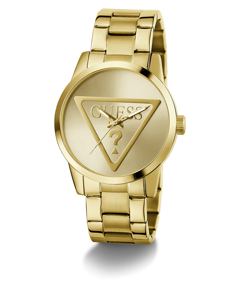BADGE MENS GOLD TONE ANALOG WATCH