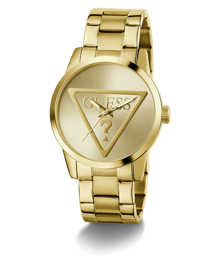 BADGE MENS GOLD TONE ANALOG WATCH