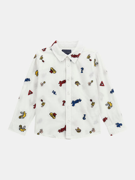 TODDLER BOY - ALL OVER EMBROIDERY SHIRT – GUESS