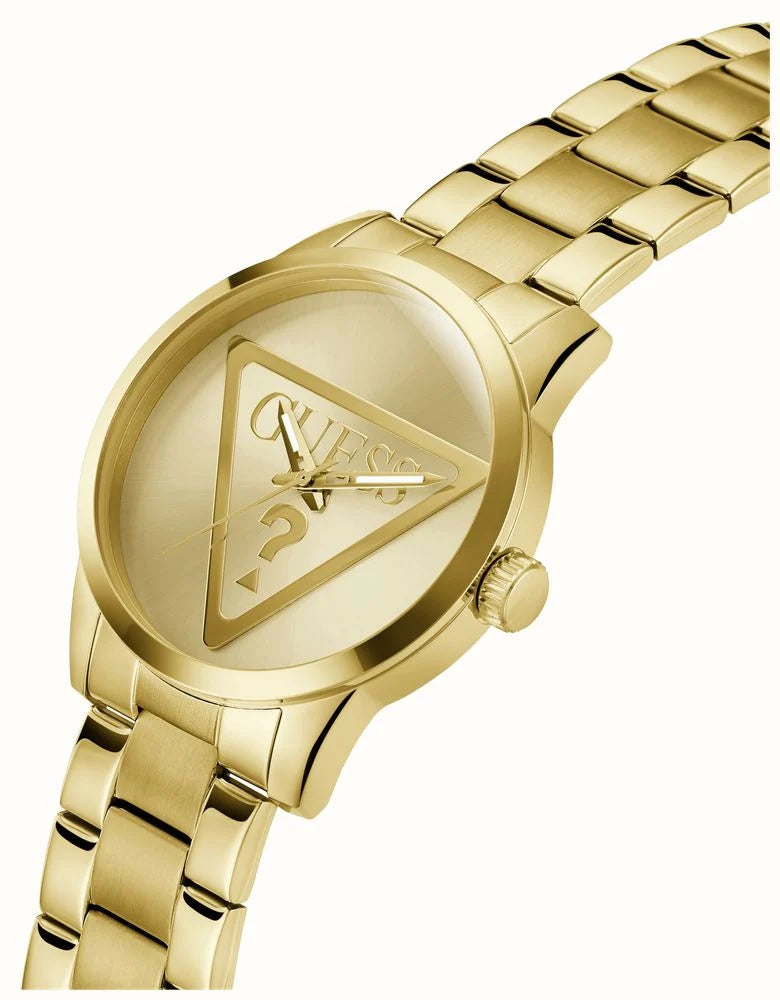 BADGE MENS GOLD TONE ANALOG WATCH