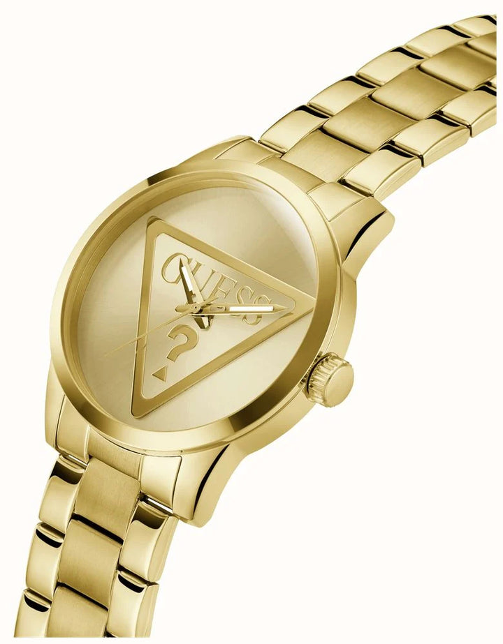 BADGE MENS GOLD TONE ANALOG WATCH