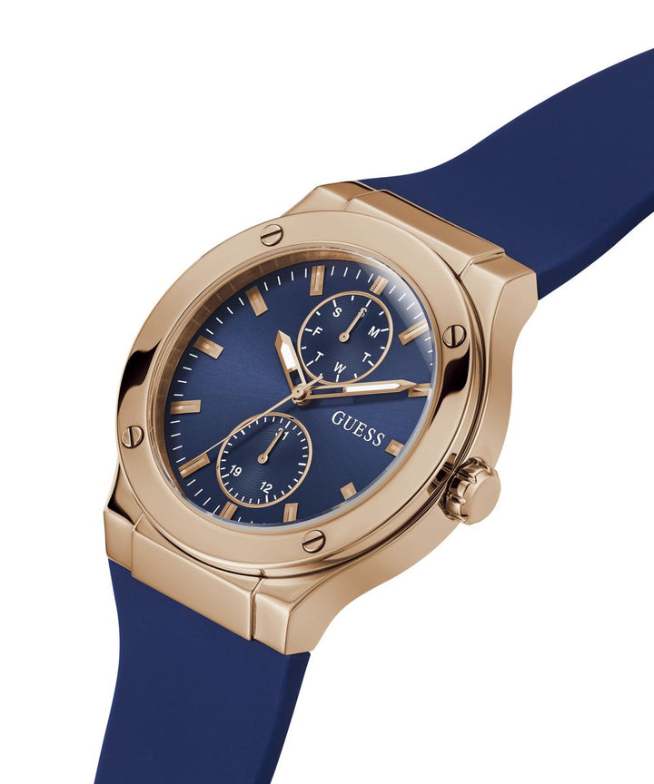 JET MENS BLUE ROSE GOLD TONE MULTI-FUNCTION WATCH