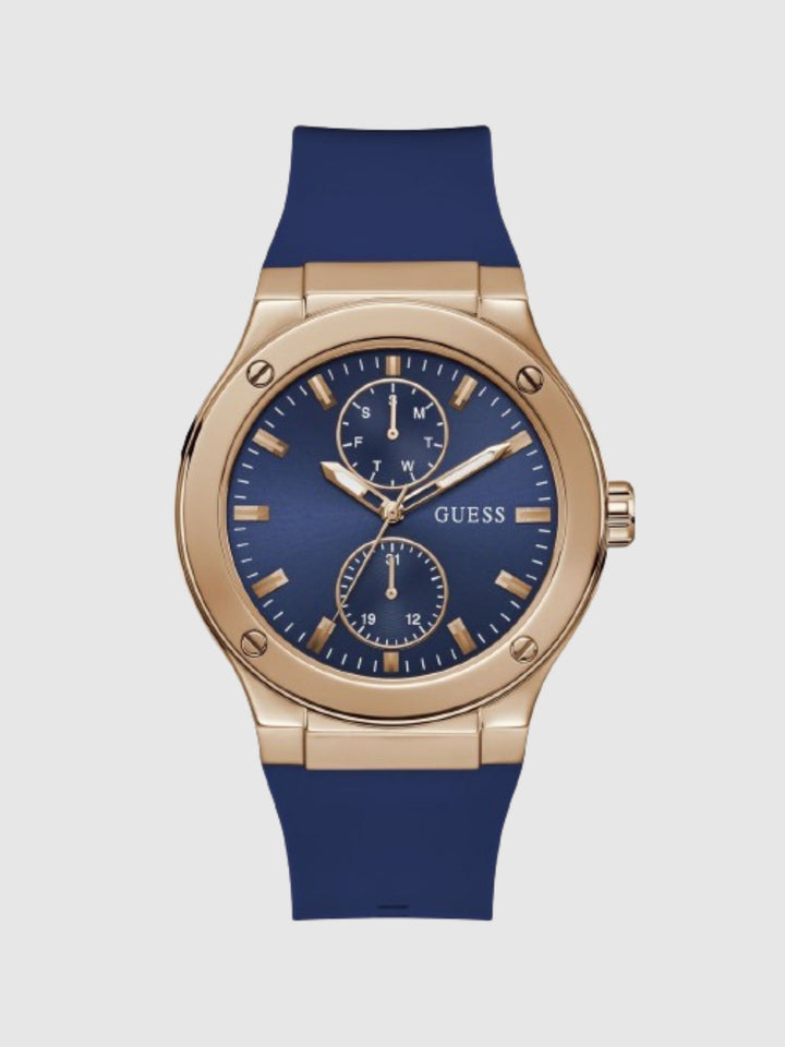 JET MENS BLUE ROSE GOLD TONE MULTI-FUNCTION WATCH