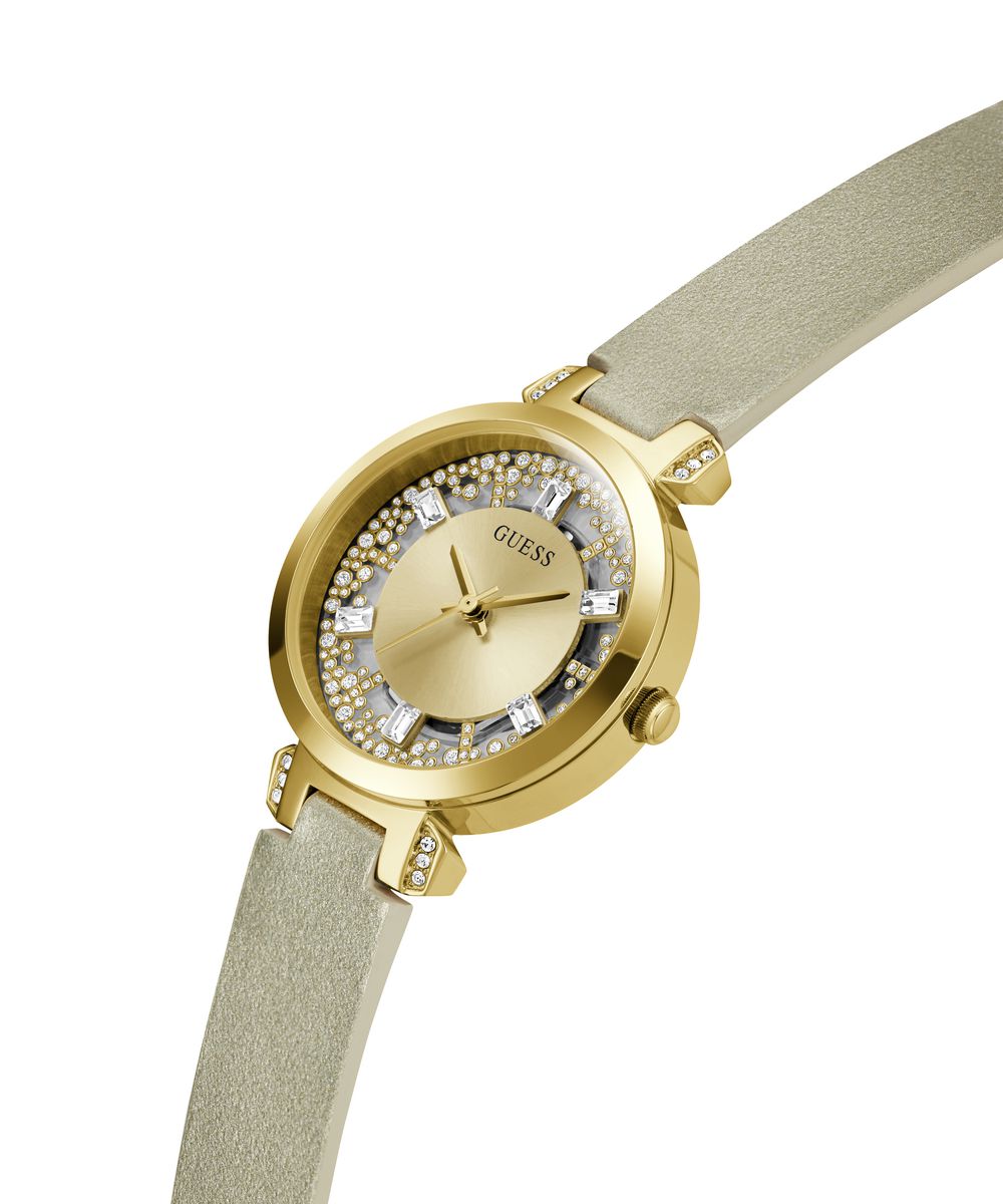CRYSTAL CLEAR LADIES GOLD TONE ANALOG WATCH