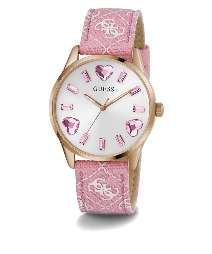 CANDY HEARTS LADIES PINK ROSE GOLD TONE ANALOG WATCH