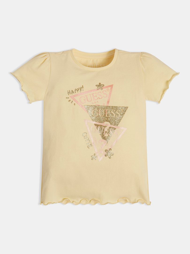 TODDLER GIRL-FRONT LOGO PRINT T-SHIRT WITH GLITTER - Guess