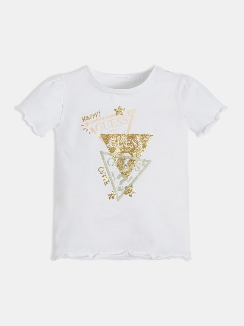 TODDLER GIRL-FRONT LOGO PRINT T-SHIRT WITH GLITTER - Guess