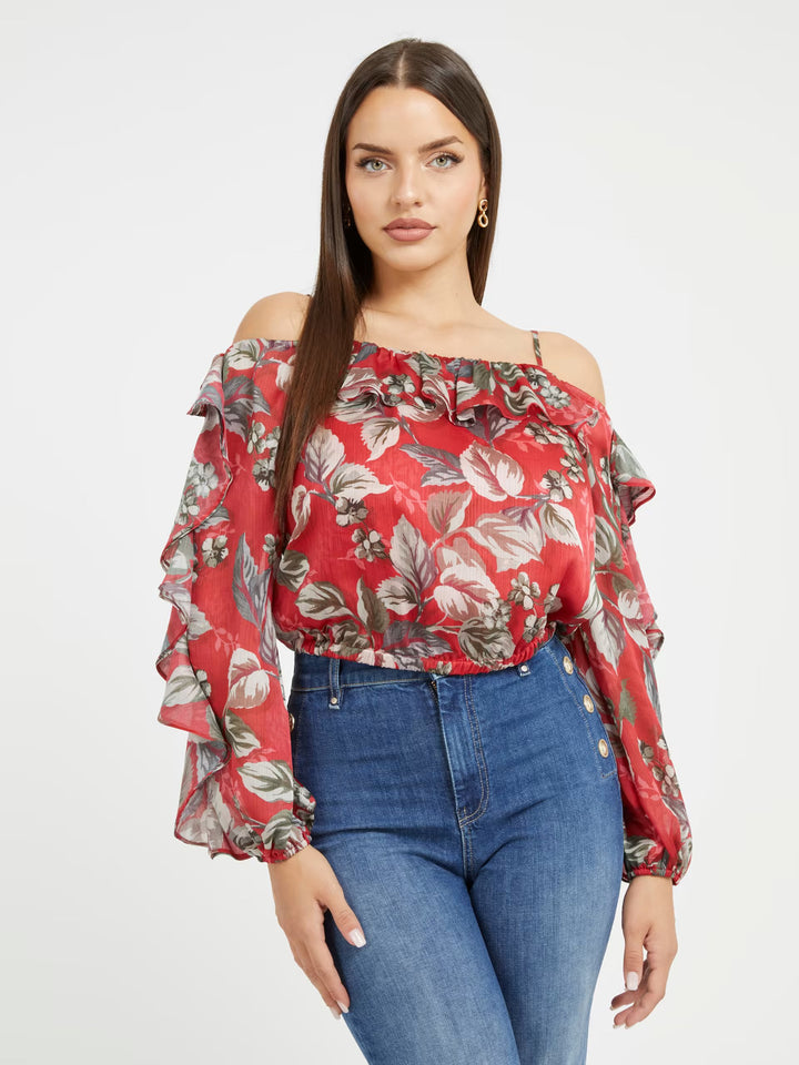 IGGY FLORAL RUFFLE TOP