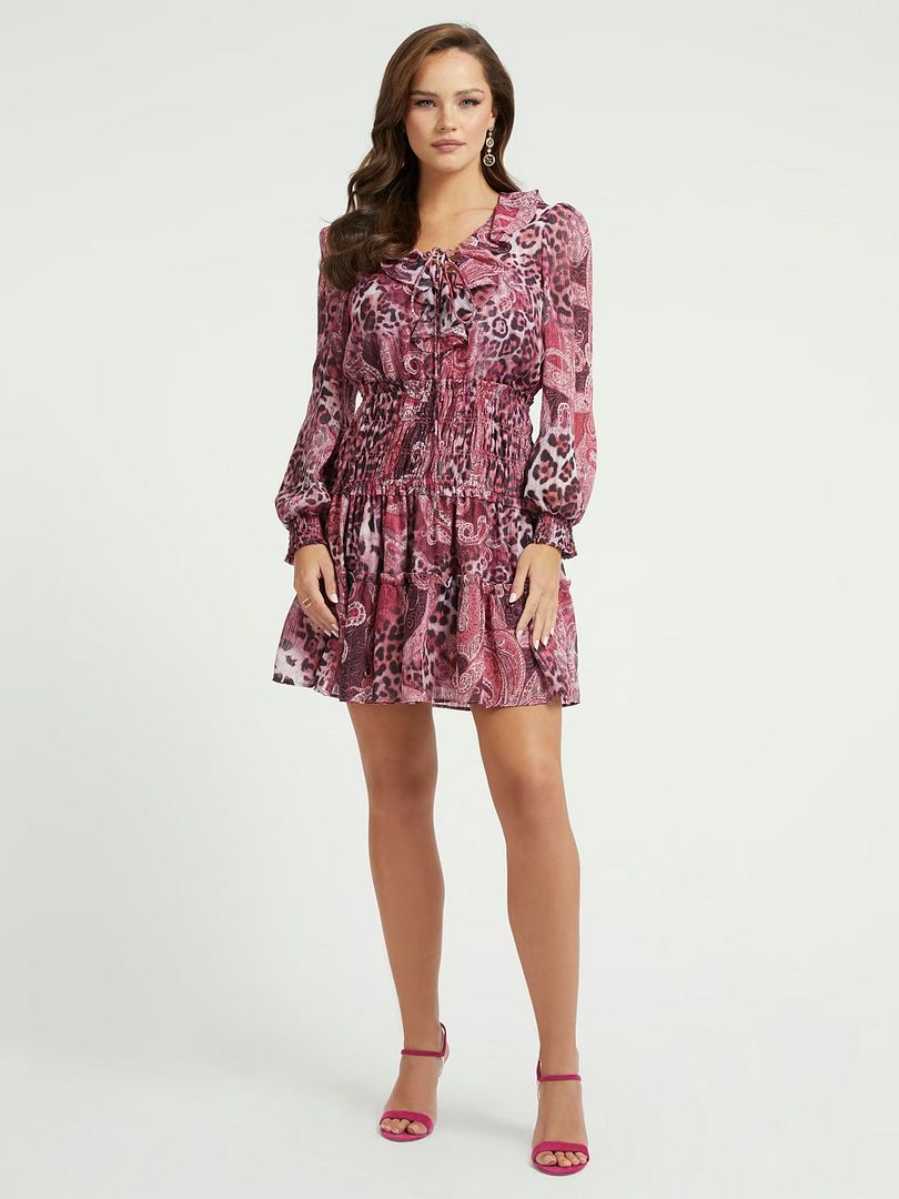 LUCY LACE UP FLARED DRESS - Guess