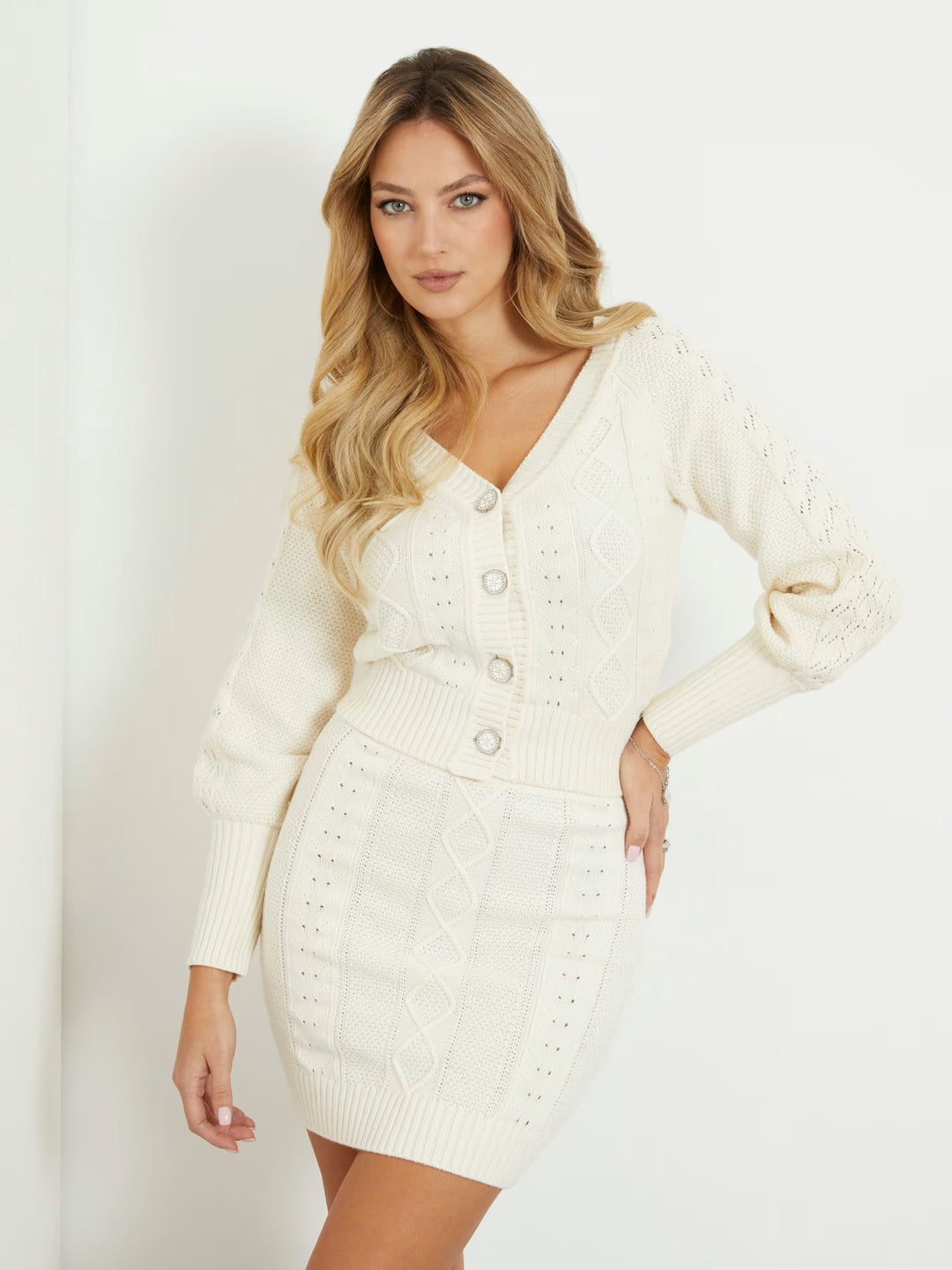 BRIELLE CABLE KNIT CARDIGAN SWEATER